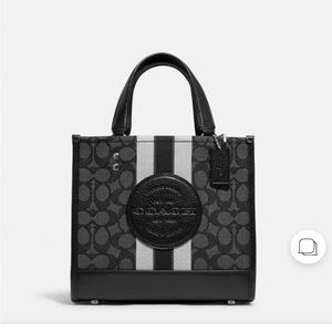 Coach Dempsey Tote 22 In Signature Jacquard With Stripe And Coach Patch